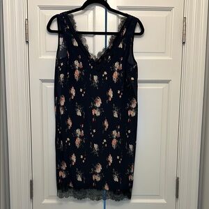 All Saints Floral Lace Trim Mini Dress